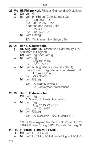 Liturgischer Kalender - ErzdiÃ¶zese Salzburg