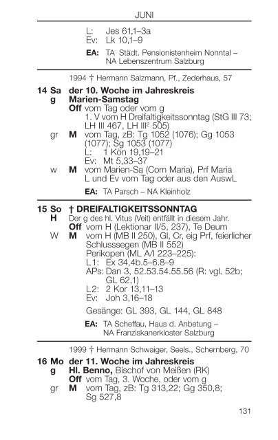 Liturgischer Kalender - ErzdiÃ¶zese Salzburg