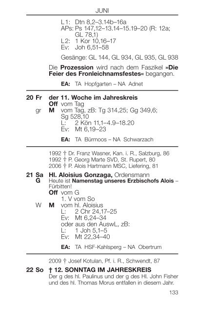 Liturgischer Kalender - ErzdiÃ¶zese Salzburg