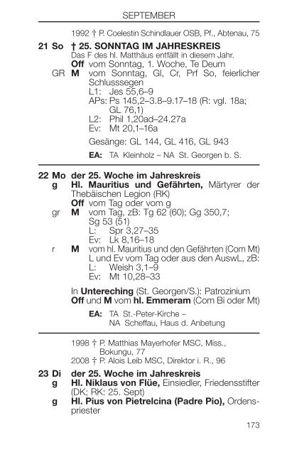 Liturgischer Kalender - ErzdiÃ¶zese Salzburg