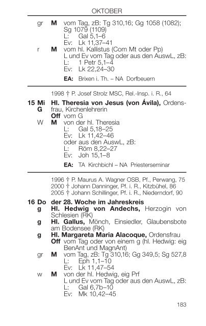 Liturgischer Kalender - ErzdiÃ¶zese Salzburg