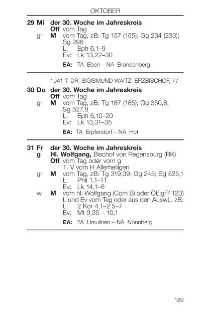 Liturgischer Kalender - ErzdiÃ¶zese Salzburg