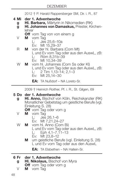 Liturgischer Kalender - ErzdiÃ¶zese Salzburg