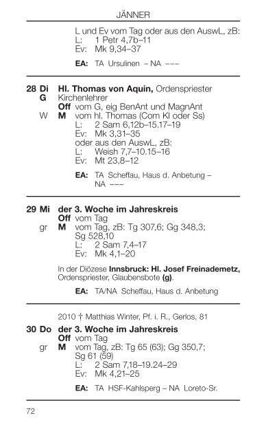 Liturgischer Kalender - ErzdiÃ¶zese Salzburg