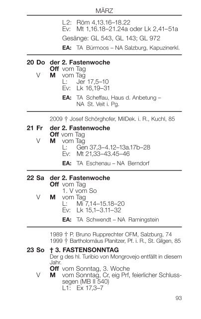 Liturgischer Kalender - ErzdiÃ¶zese Salzburg