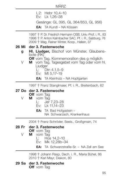 Liturgischer Kalender - ErzdiÃ¶zese Salzburg