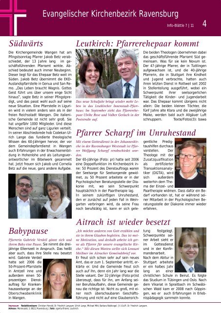 Juli 2011: Thema Segen - Evangelischer Kirchenbezirk Ravensburg
