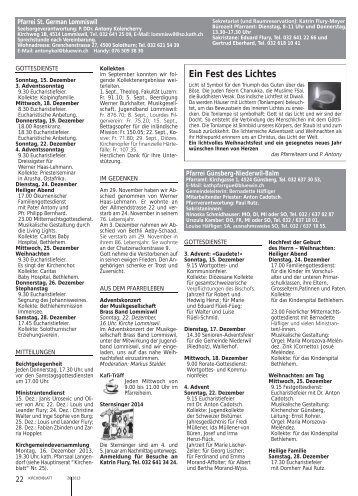 Pfarreiseite - Kirchenblatt