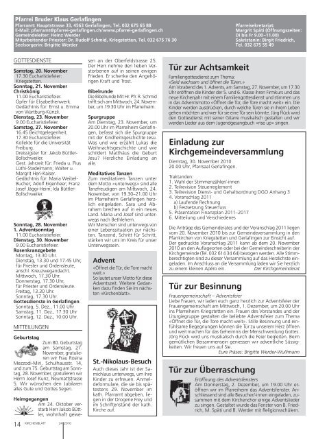 Einladung zur ordentlichen Kirchgemeindeversammlung - Kirchenblatt