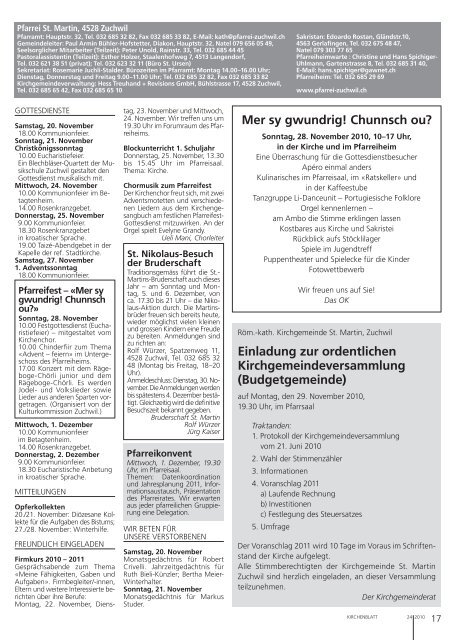 Einladung zur ordentlichen Kirchgemeindeversammlung - Kirchenblatt
