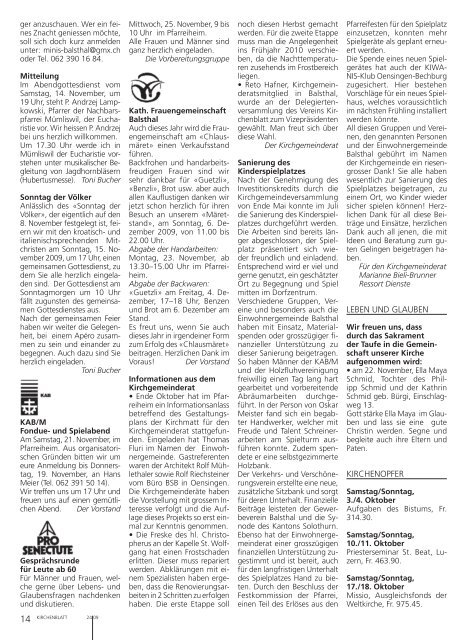 15. bis 28. november 2009 - Kirchenblatt