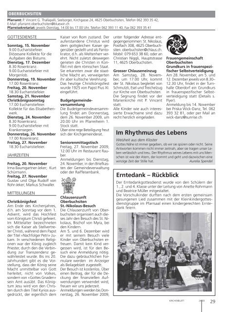 15. bis 28. november 2009 - Kirchenblatt