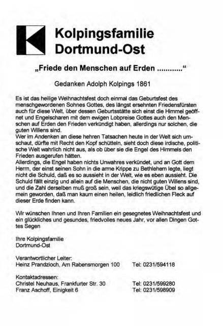 Weihnachtsbrief 2001 - Kirchenchronik