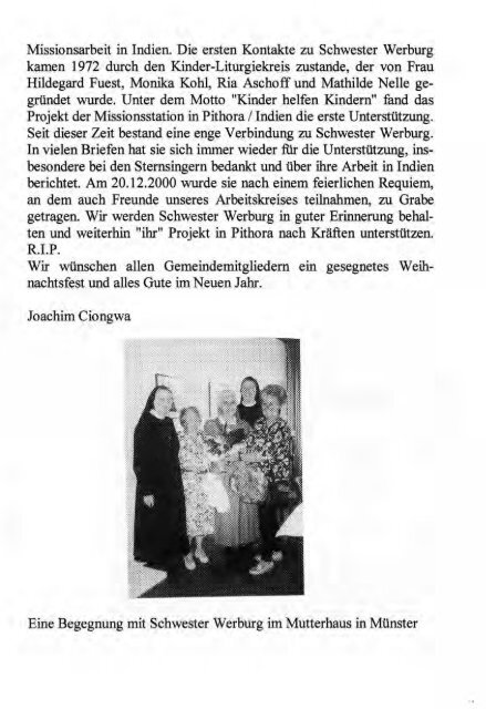 Weihnachtsbrief 2001 - Kirchenchronik