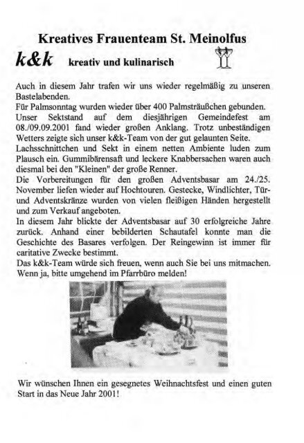 Weihnachtsbrief 2001 - Kirchenchronik