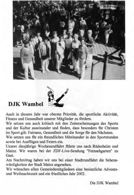 Weihnachtsbrief 2001 - Kirchenchronik