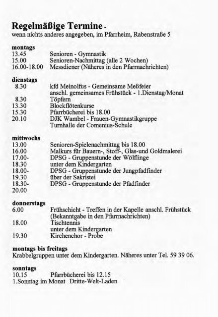 Weihnachtsbrief 2001 - Kirchenchronik