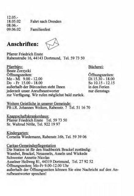 Weihnachtsbrief 2001 - Kirchenchronik