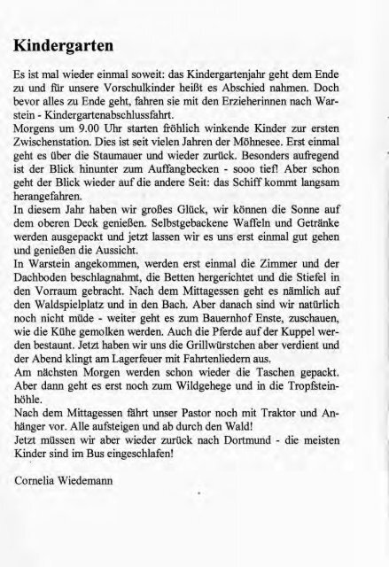 Weihnachtsbrief 2001 - Kirchenchronik