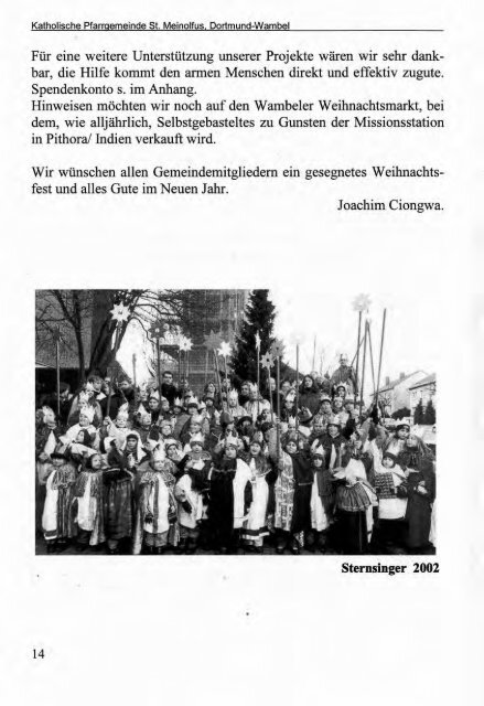 Weihnachtsbrief 2002 - Kirchenchronik