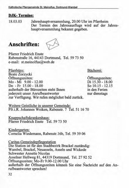 Weihnachtsbrief 2002 - Kirchenchronik