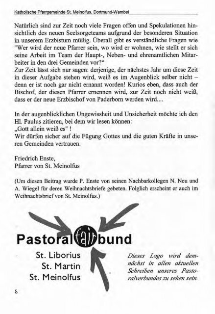 Weihnachtsbrief 2002 - Kirchenchronik