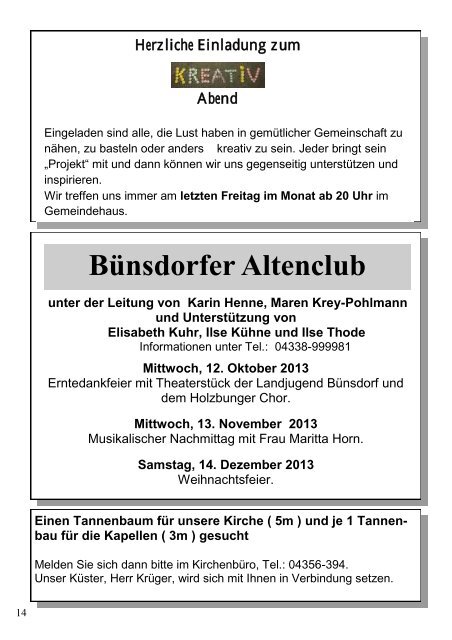 Oktober 2013/Januar 2014 (580kb ) - Kirchengemeinde Bünsdorf