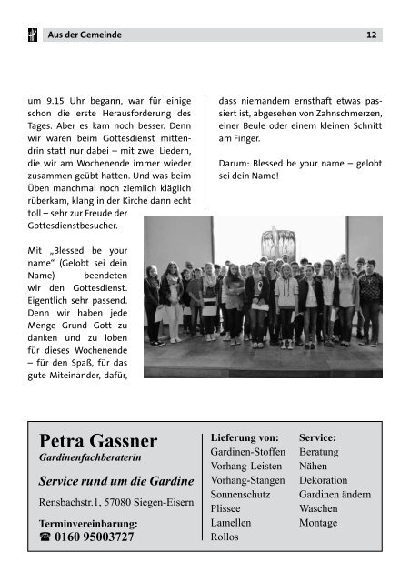 aktuelle Ausgabe - Ev. Kirchengemeinde Eisern & Rinsdorf