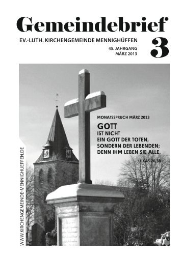 Gemeindebrief MÃ¤rz 2013 - Ev.-Luth. Kirchengemeinde MennighÃ¼ffen