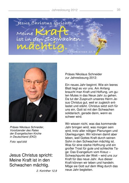 Gemeindebrief 2012 Januar Februar - Kirchengemeinde Sechshelden