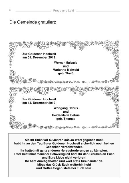 Gemeindebrief 2013 Januar Februar - Kirchengemeinde Sechshelden