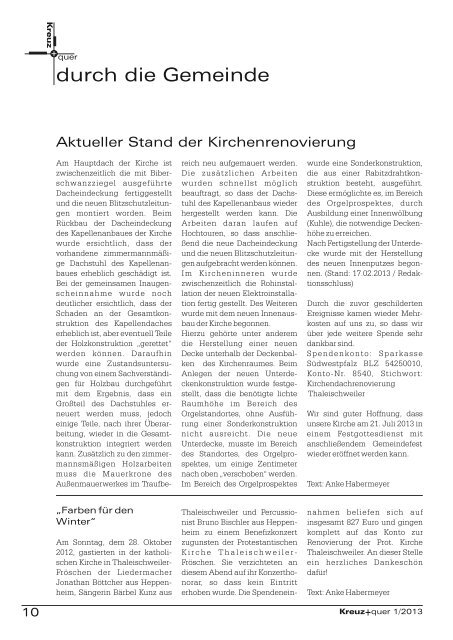 Kreuz quer - Startseite - Ev. Kirchengemeinde Thaleischweiler ...