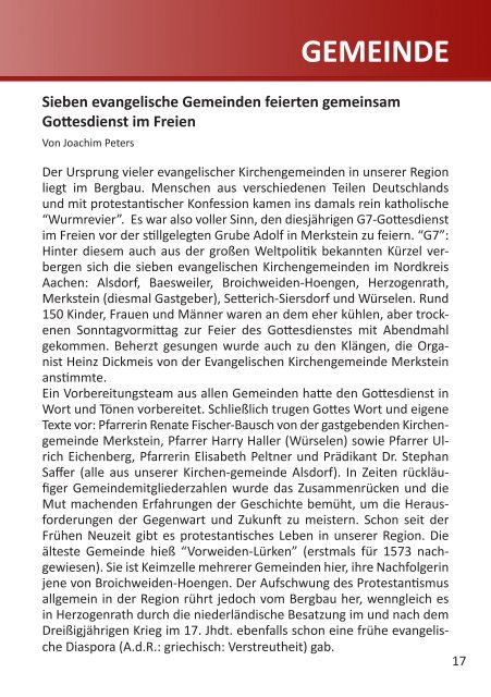 Gemeindebrief - Evangelischer Kirchenkreis Aachen