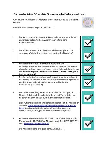 Checkliste fÃ¼r evangelische Kirchengemeinden - Kirchenkreis ...