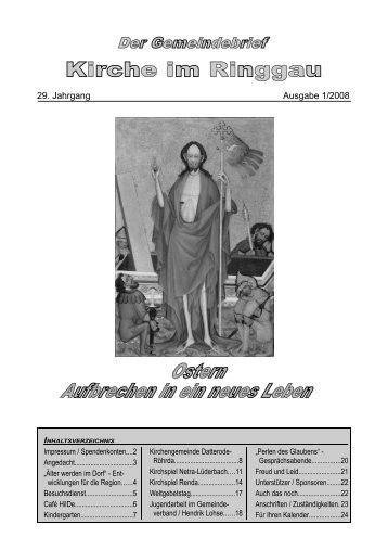 29. Jahrgang Ausgabe 1/2008 - Kirchenkreises Eschwege