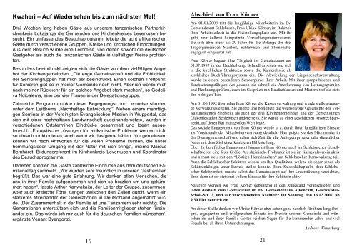 Gemeindebrief 3/2007 - Kirchenkreis Leverkusen