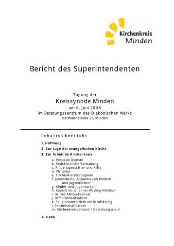 Bericht des Superintendenten - Kirchenkreis Minden