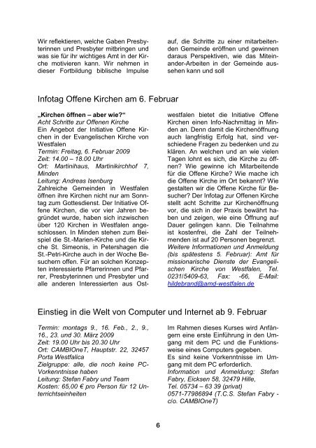Newsletter Nr. 4 vom 16.01.2009 - Kirchenkreis Minden