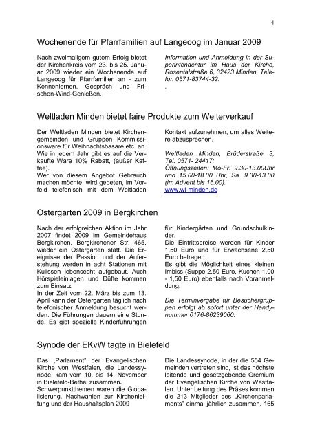 Newsletter Nr. 2 vom 17.11.2008 - Kirchenkreis Minden