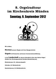8. Orgelradtour im Kirchenkreis Münden Sonntag, 9. September 2012