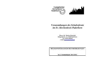 Veranstaltungen des Schulreferats im Ev. Kirchenkreis Paderborn