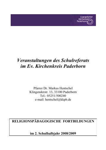 Schulreferat Programm 2009 - Evangelischer Kirchenkreis Paderborn