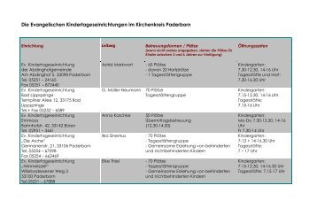 Die Evangelischen Kindertageseinrichtungen im Kirchenkreis ...