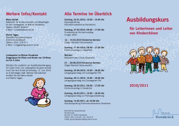 Ausbildungskurs - Kirchenmusik im Bistum Osnabrück