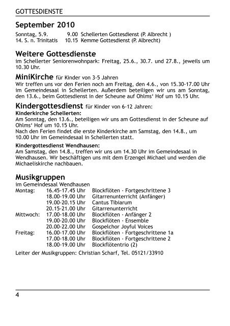 Gemeindebrief Juni-August 2010 - Kirchenregion Schellerten