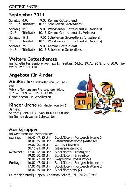 Gemeindebrief Juni-September 2011 - Kirchenregion Schellerten