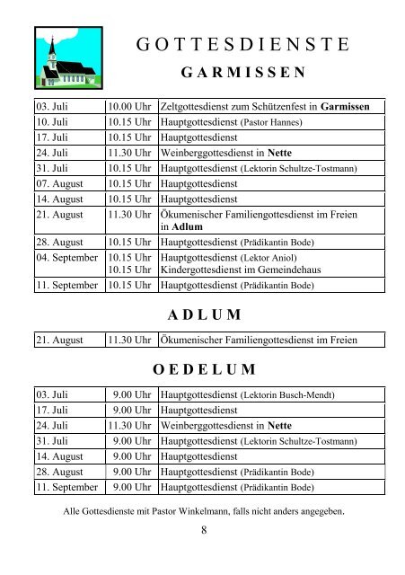 Gemeindebrief Juli-September 2005 - Kirchenregion Schellerten