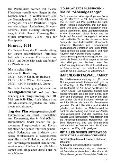 PFARRBOTE Mai 2013 - Pfarreiengemeinschaft Sodenberg