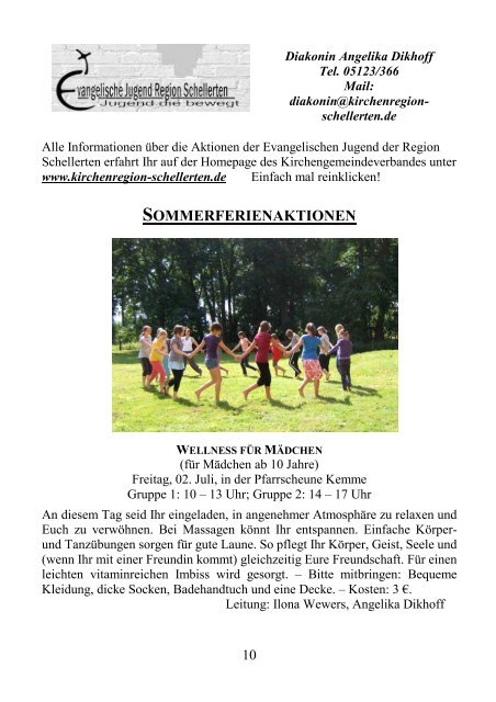 Gemeindebrief Juni-August 2010 - Kirchenregion Schellerten