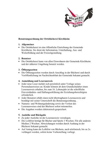 Benutzungsordnung - Gemeinde Kirchheim am Neckar